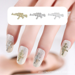 Nail Art Jewelry Gun Ak47 New Cross-Border Metal Manicure Wearable Nail Jewelry Wholesale Alloy Nail Accessories Factory