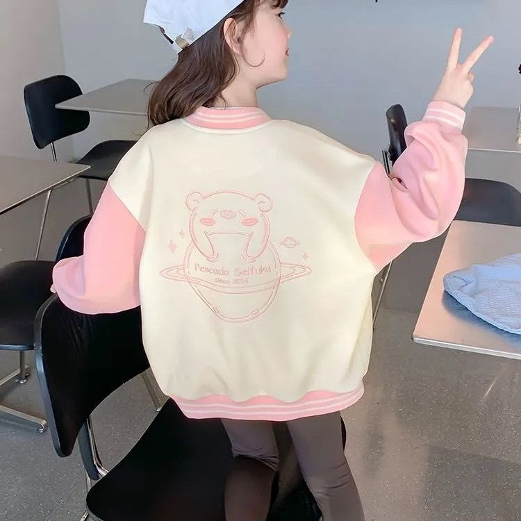 Uniforme de béisbol para niñas Estilo de primavera y otoño 2024 Nueva celebridad de Internet Ropa para niños Ropa deportiva de primavera para niñas Chaqueta de primavera para niños