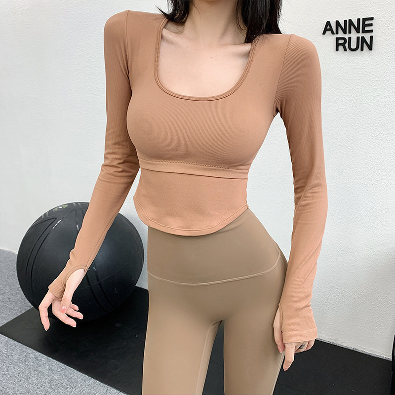 Yoga Suit with Chest Mat Women's Autumn and Winter Quick-drying Sports Long-sleeved Running T-shirt Internet Celebrant Fitness Top in stock Wholesale Yoga Suit with Chest Mat Women's Autumn and Winter Quick-drying Sports Long-sleeved Running T-shirt Internet Celebrant Fitness Top in stock Wholesale