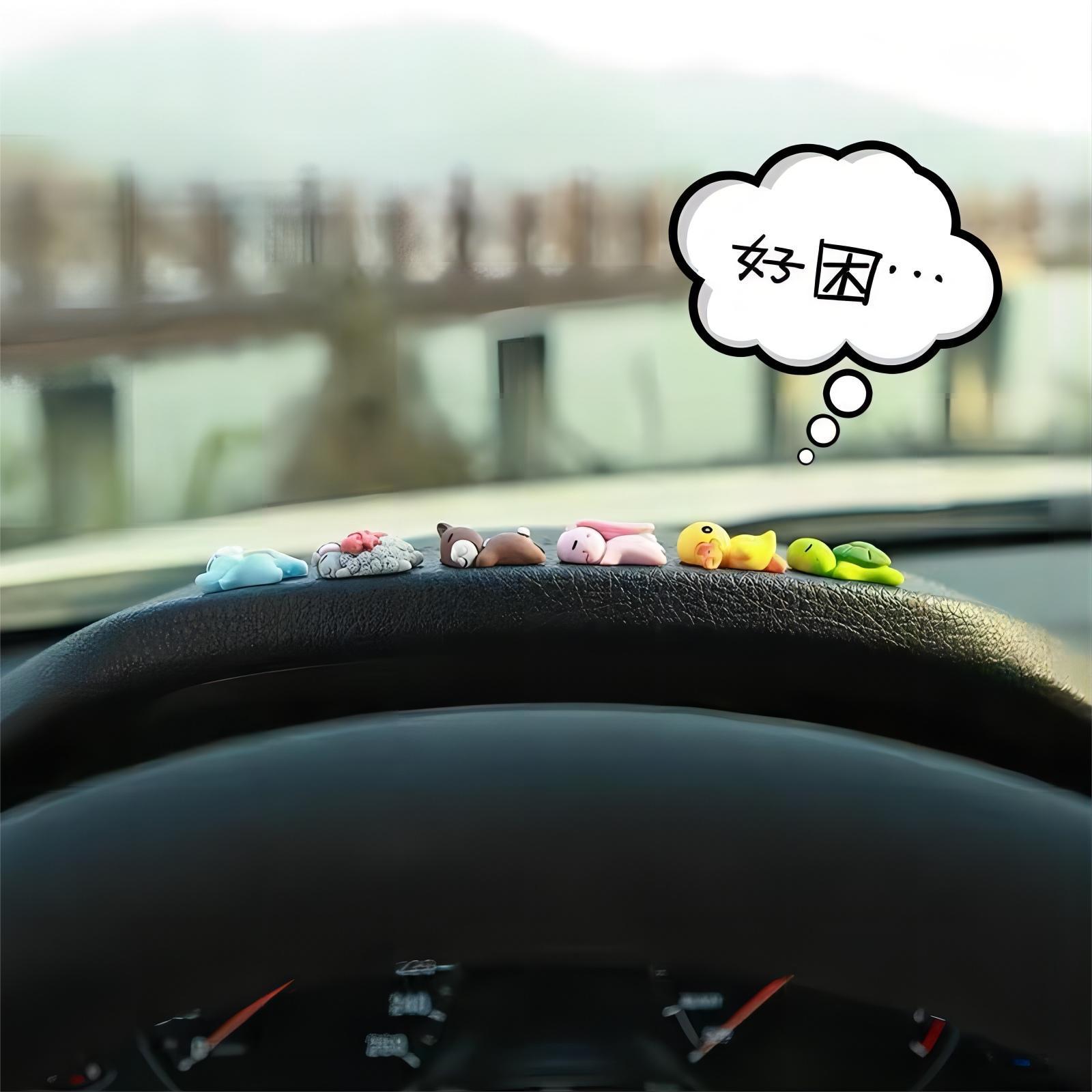 汽車擺件車載飾品中控台儀表台迷你卡通動物擺件車內裝飾用品批發