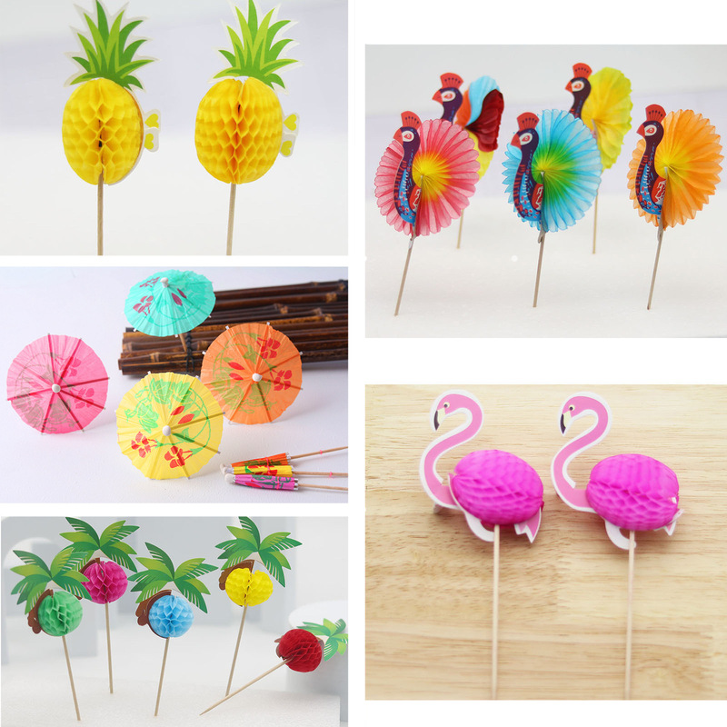 Flower Paper Umbrella Cocktail Fruit Cake Snack Cold Dish Platter Creative Mini Art Toothpick Decorative Art Pick