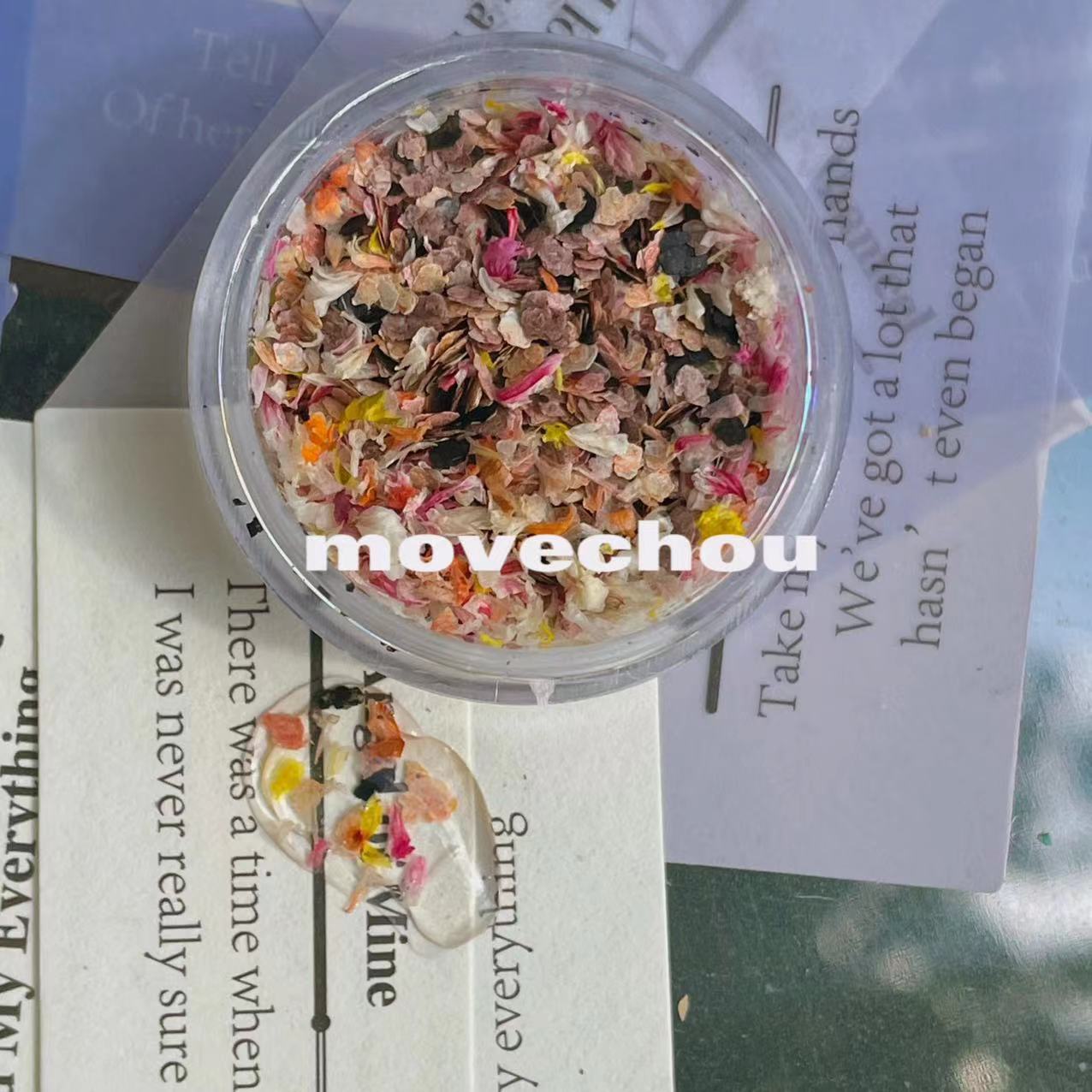 Korean Style ins Niche Fire Paint Manicure High-end Atmosphere Terrazzo Material Glue Flat Replacement Dried Flower Rock Piece Jewelry