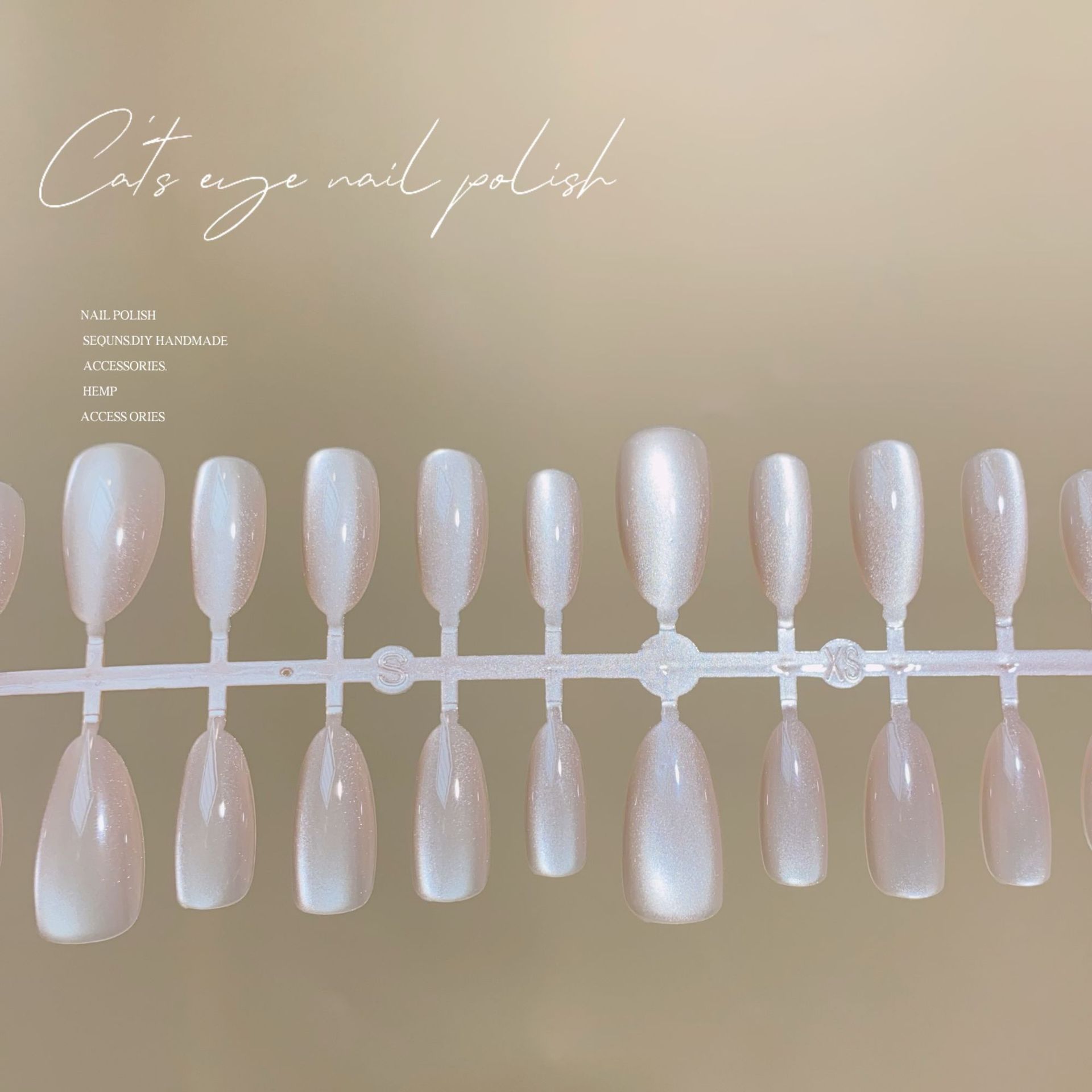 Manicure de color sólido nuevo polvo desnudo corto de almendras ojo de gato usar uñas de alto nivel de sensación blanca manicure falsas productos terminados al por mayor