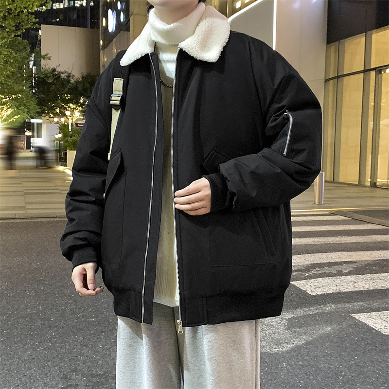 2025 Winter New down Jacket Men's Cotton Jacket Lamb's Velvet Lapel Trendy Brand Thickened Warm Winter Jacket