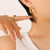 Geometric golden fashionable copper earrings from pearl, material, french style
