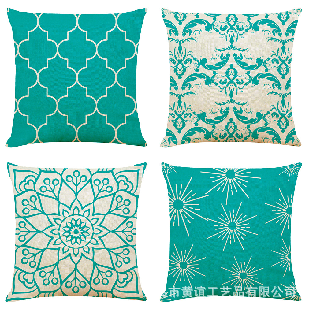 亚马逊 跨境爆款简约多色几何家居棉麻抱枕 汽车抱枕沙发抱枕靠垫