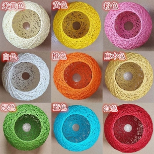 Open-Top and Bottom Hemp Ball Lampshade Shell Anti-Glare Farmhouse Double Opening DIY Lamp Hemp Rope Rattan Large Bird's Nest