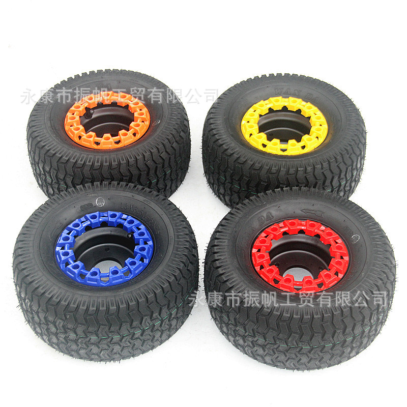 DIY Four-Wheel Beach Cart Go-Kart Parts 13X 6.5-6inch Lawn Tire Wheel Hub Assembly with Decorative Cover