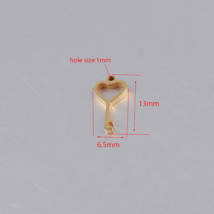 3g Weight PVD Coated Gold Plating Process Pendant Jewelry Making Type 1 Piece 304 Stainless Steel PVD Coated Real Gold Plated Heart Shape Key Lock Pendant DIY Jewelry Accessories