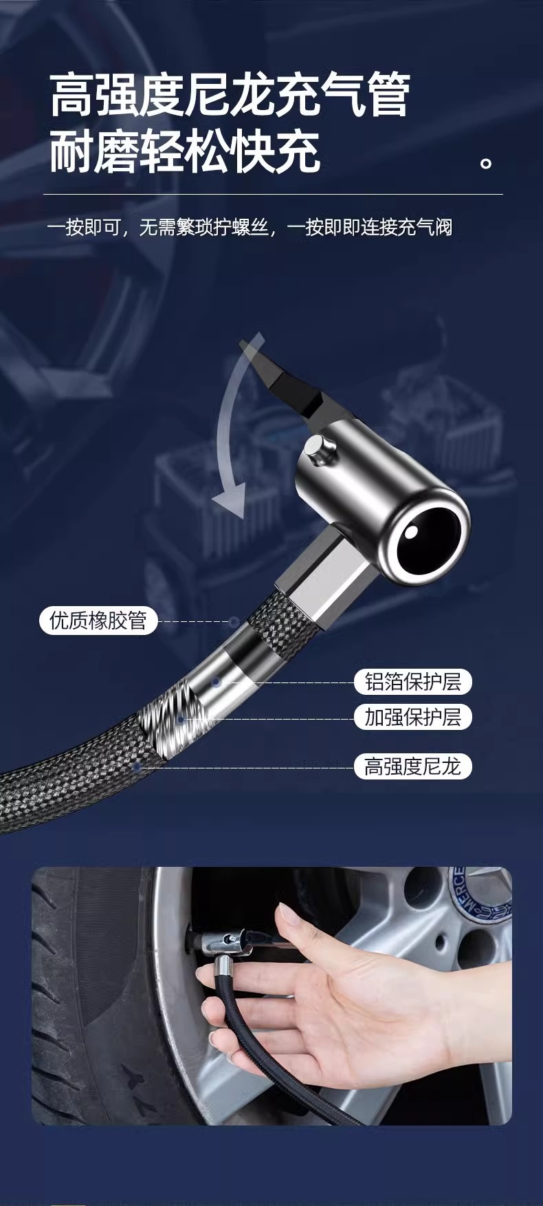 Vehicle-Mounted Air Pump High-Pressure High-Power Double-Cylinder Portable Car Tire Home Car Air Pump Cylinder Electric Vehicle