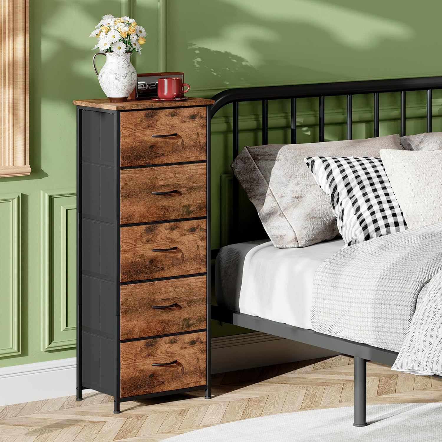 Cross-Border Foldable Drawer Cabinet, Dust-Proof Multifunctional Chest of Drawers for Bedroom, Home Fabric Storage Cabinet, Bedside Cabinet