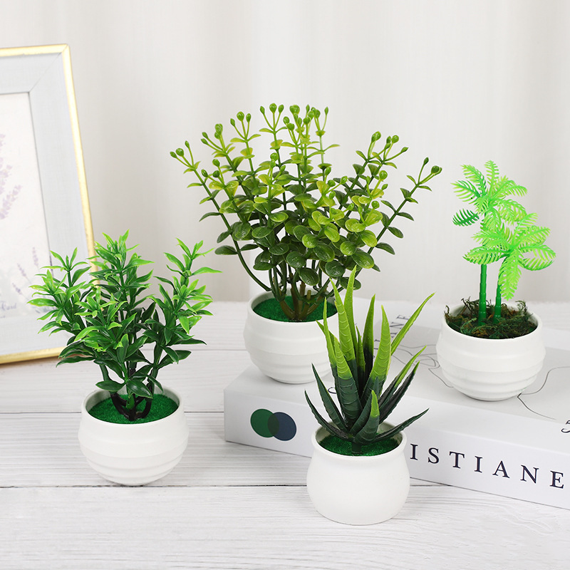 Simulación de plantas verdes en maceta nórdica simple simulación de plantas verdes oficina de escritorio accesorios de fotografía de plantas verdes pequeños bonsai
