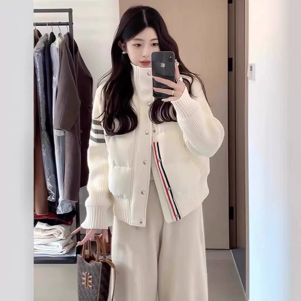 薄款羽绒服2025春秋新款拼接针织外套女韩系显瘦羽绒外套丫丫同款