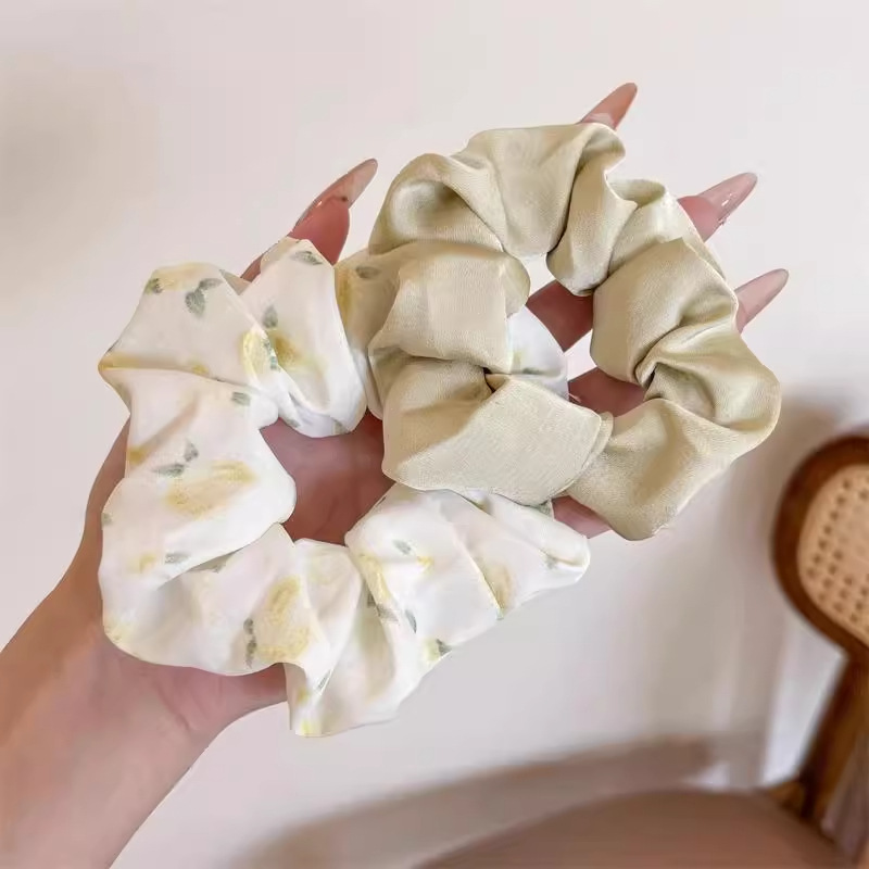 Encaje de flor coreana Encaje de intestino grueso Anillo de cabello femenino Cabeza de flor de viento pastoral Cuerda de cabeza de bola de gran tamaño Accesorios para el cabello de alta calidad