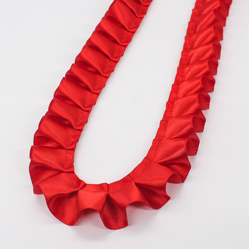 Fabricantes al por mayor de 2.5cm de ancho poliéster único borde de loto plegado cinta DIY accesorios de ropa hecha a mano cinta de encaje decoración image 8