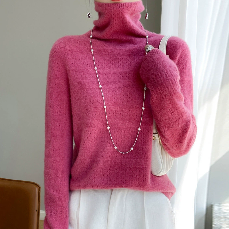 Темперамент водолазка женский 2024 новый дизайн тяжелый, нижний свитер удобный осень и зима мягкий клейкий тонкий свитер