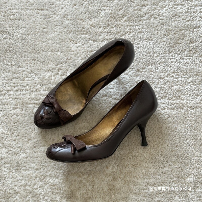 British Style Bowknot Shallow High-Heeled Shoes for Women 2026 New Retro French Stiletto Heels