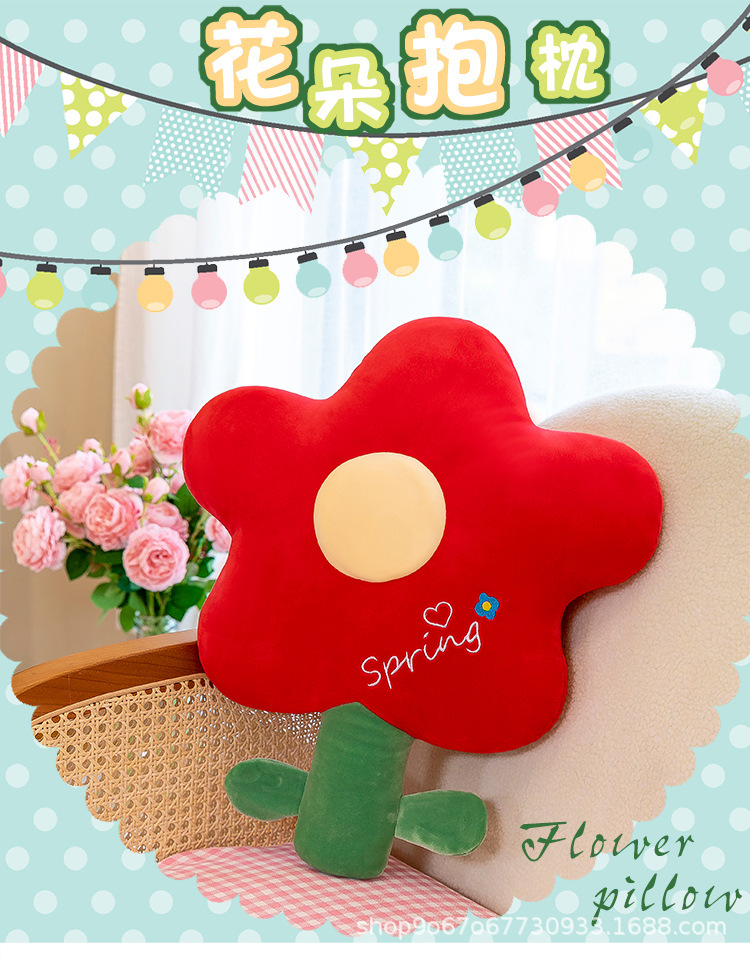 Little Red Flower Nap Pillow Cushion Doll Plush Toy Cute Tulip Pillow Flower Popular Wedding Interactive