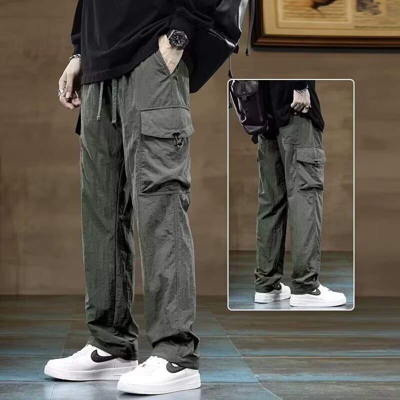 American Style Cargo Pants Men's Summer Thin Quick-drying Casual Pants Outdoor Hiking Climbing Pants Multi-pocket Paratrooper Pants
