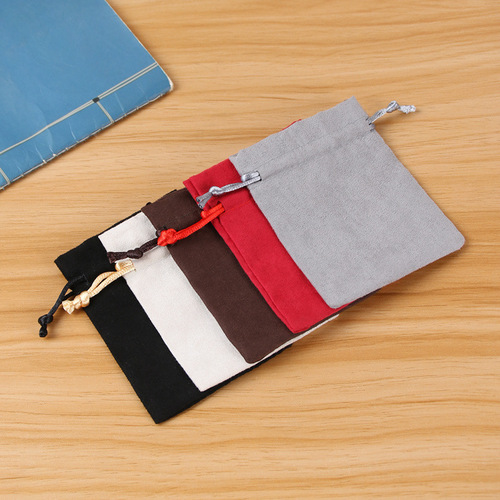 Wholesale jewelry accessories packaging bags, beaded bag with suede fabric, drawstring closure, factory direct sale, dropshipping