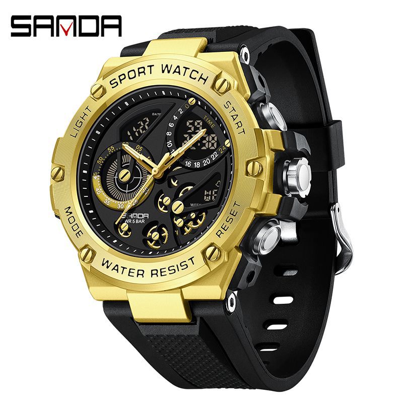 Sanda reloj, reloj electrónico multifuncional para estudiantes de secundaria junior, despertador de luz nocturna coreano, reloj masculino a prueba de agua y choque