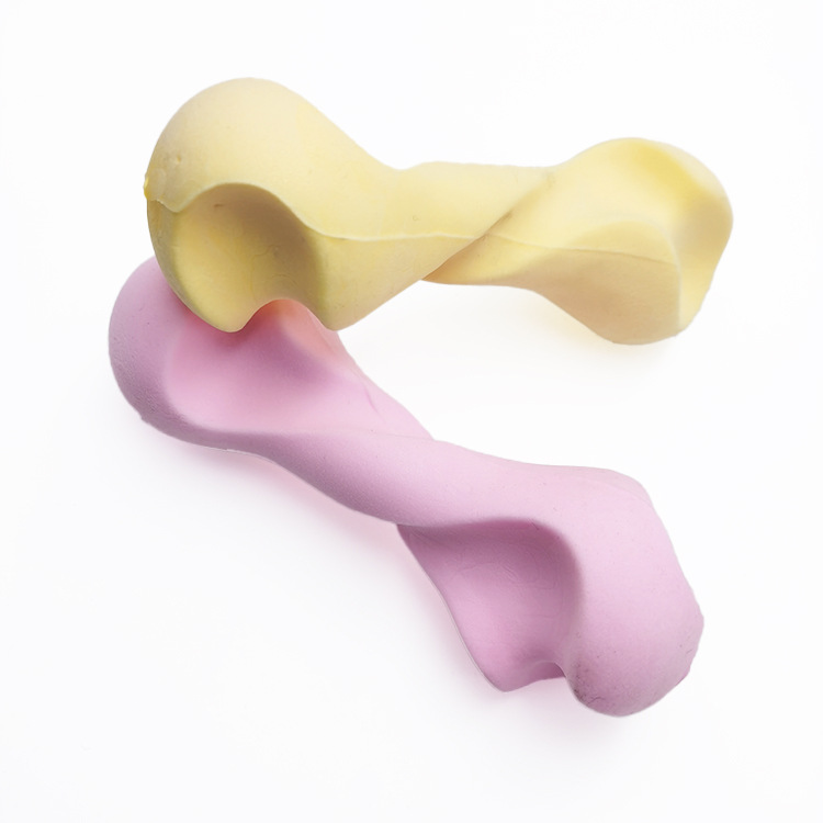 Nuevo macaron TPR espuma leche sabor hueso perro juguete nudo dientes moler palo juguete para mascotas color caramelo