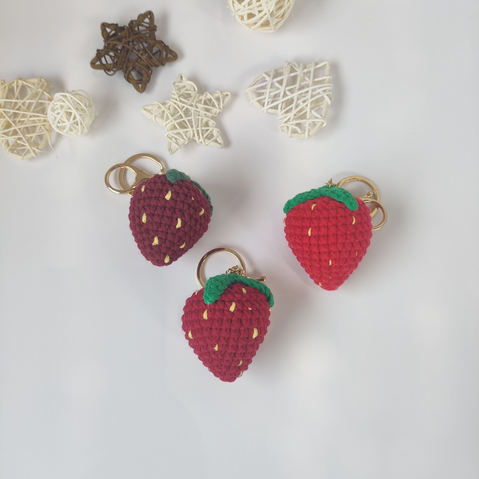 Bag Pendant, Keychain Classification 1 Piece Cute Strawberry Yarn Unisex Bag Pendant Keychain