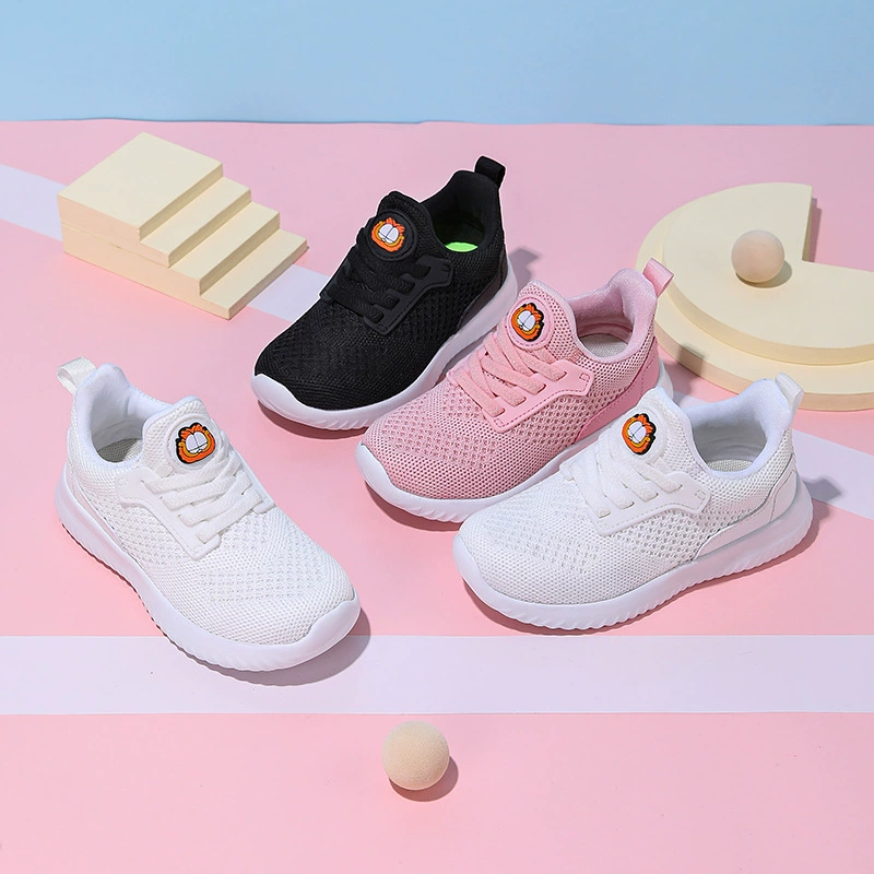 Детская обувь, кроссовки, весна и осень, новая дышащая повседневная обувь для мальчиков и девочек, летающие тканые кроссовки для кампуса оптом