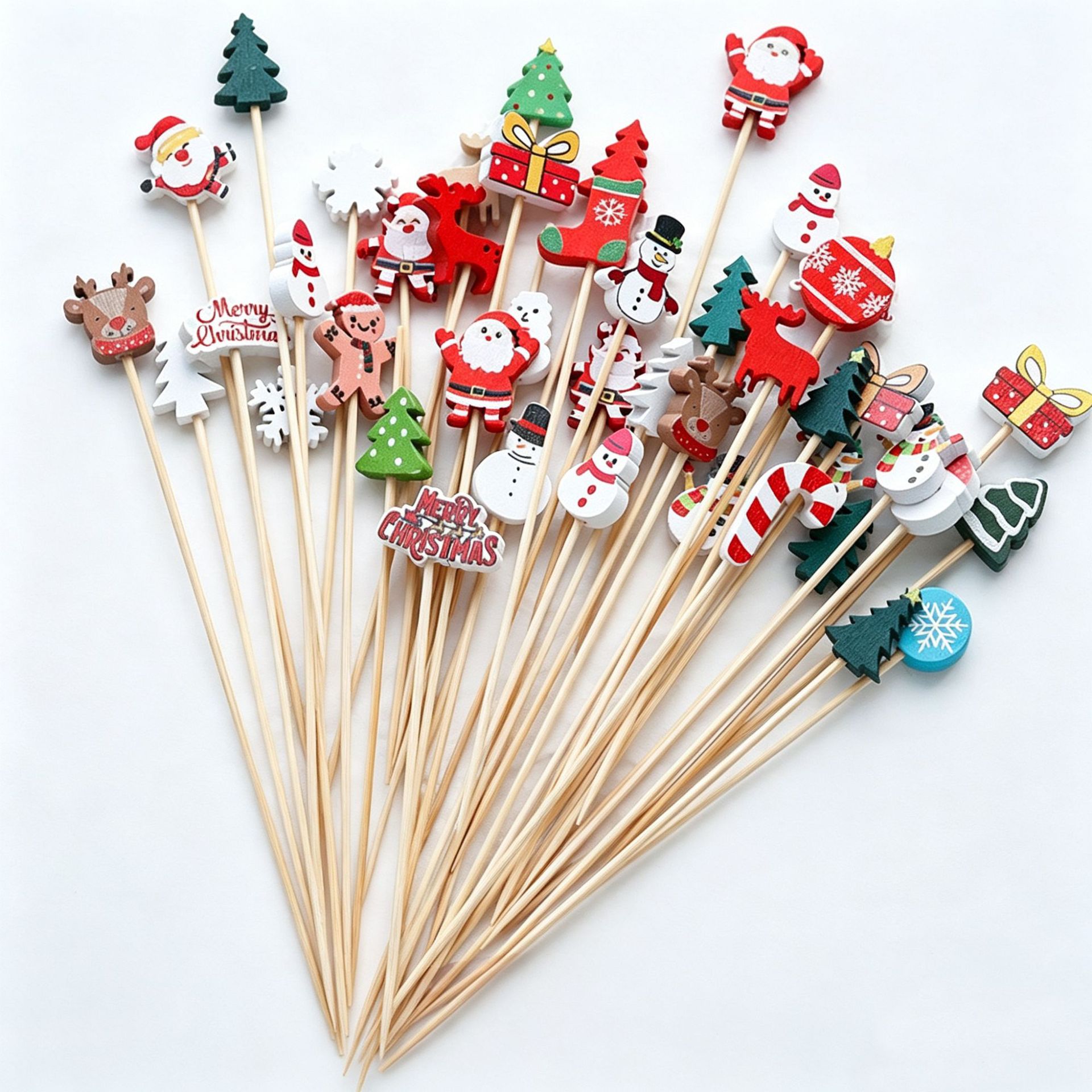 Palillos Desechables de Navidad para Fruta de Bambú 100 Piezas por Paquete image 8