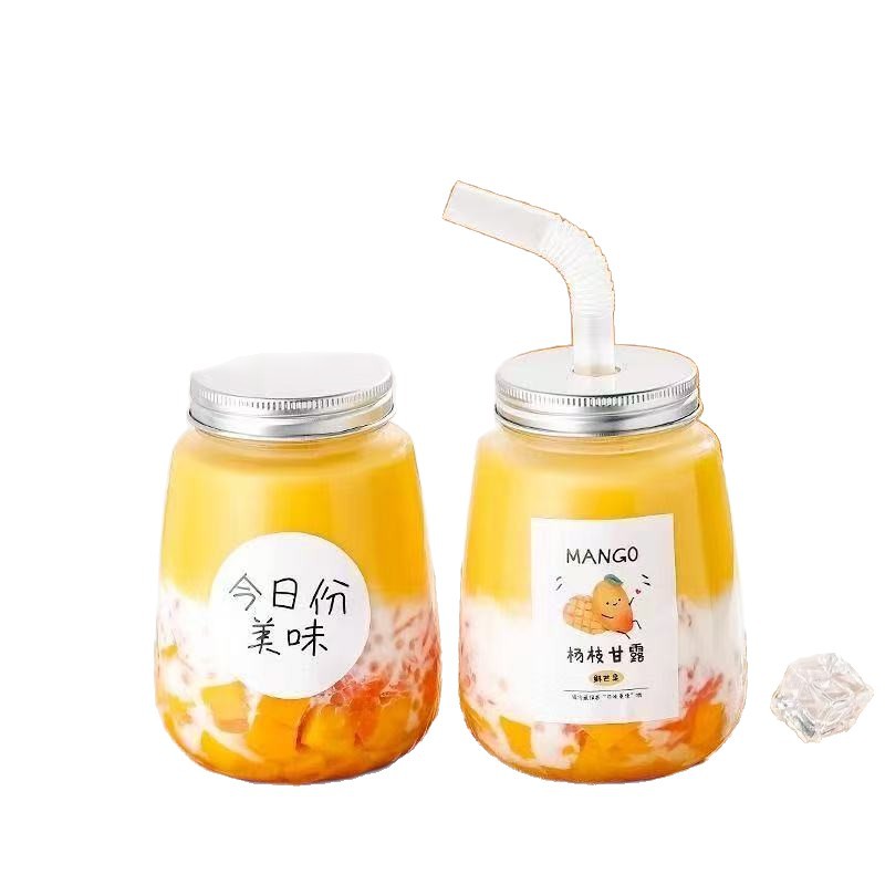 Taza de té con leche desechable con tapa Fat Home Red Net Jugo Bebida fría Taza Botella de néctar Yangzhi Empaquetado