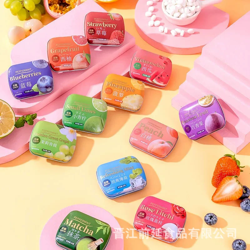 Мятные без сахара в железной коробке, свежие и крутые конфеты, портативные конфеты для поцелуев даты, жевательные конфеты