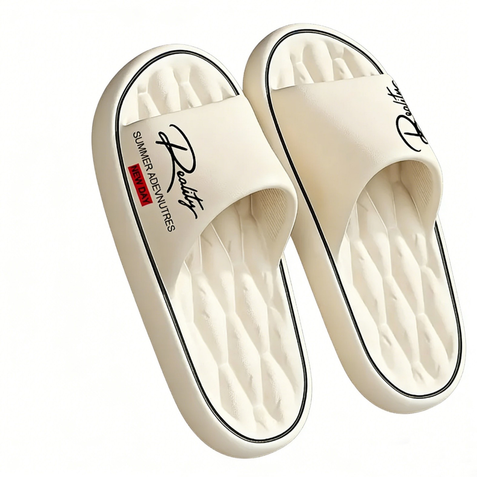 Nuevo 2026 sensación de mierda zapatillas de mujer verano antideslizante en el hogar impresión de fondo grueso zapatillas de hombre
