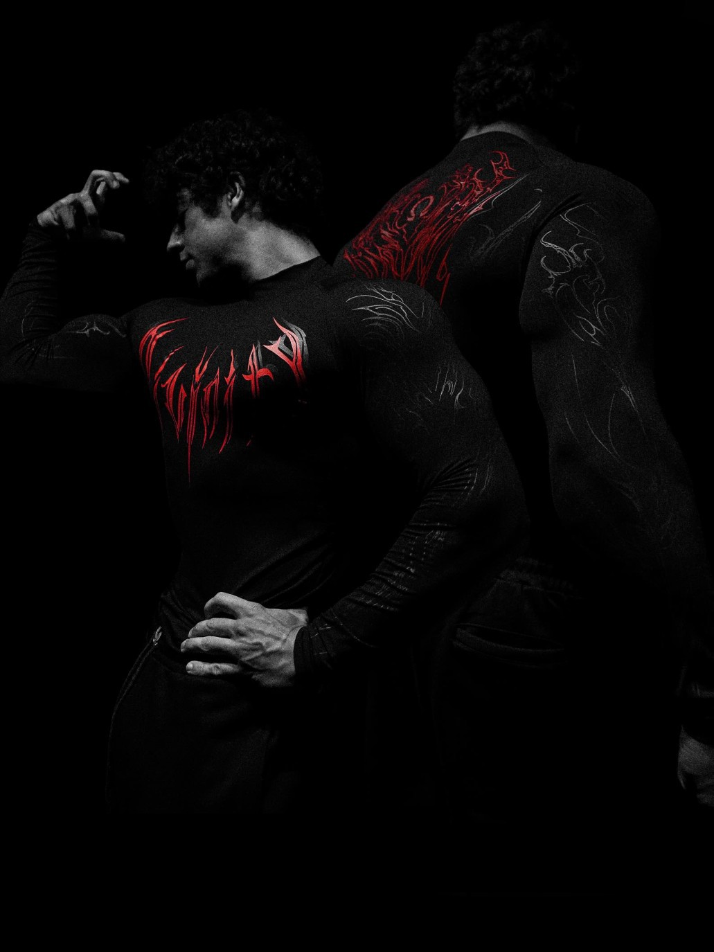 Breathedivinity 2025 hombre de manga larga con estampado de cuello alto deportes fitness de secado rápido largo