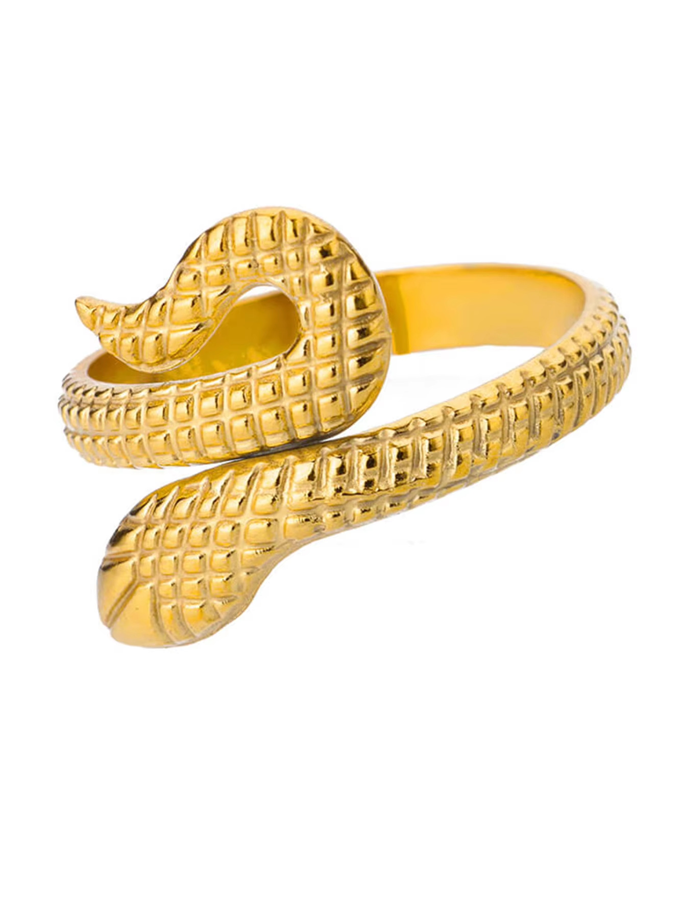 6g Weight 0.03µm Gold Plating Thickness PVD Coated Gold Plating Process 18K Real Gold Plated Plating Material Zircon Inlay Material Open Rings Classification 1 Piece Quantity Daily Occasion 304 Stainless Steel Material Snake Pattern All Seasons Season Unisex Gender Glam, Hip-Hop, Exaggerated Style Plating, Hypoallergenic Craft Glam Hip-Hop Exaggerated Snake 304 Stainless Steel Copper Plating Unisex Open Rings 18