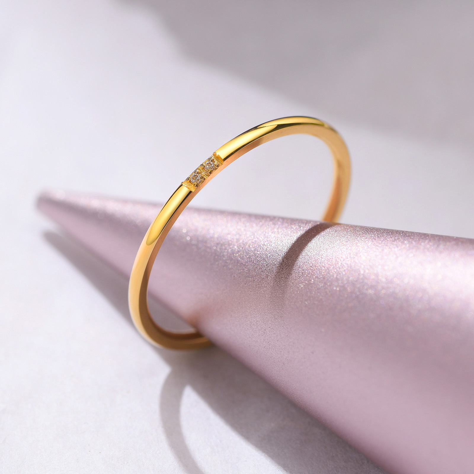 Simple Style Geometric Titanium Steel Rings Inlay Zircon Stainless Steel Rings