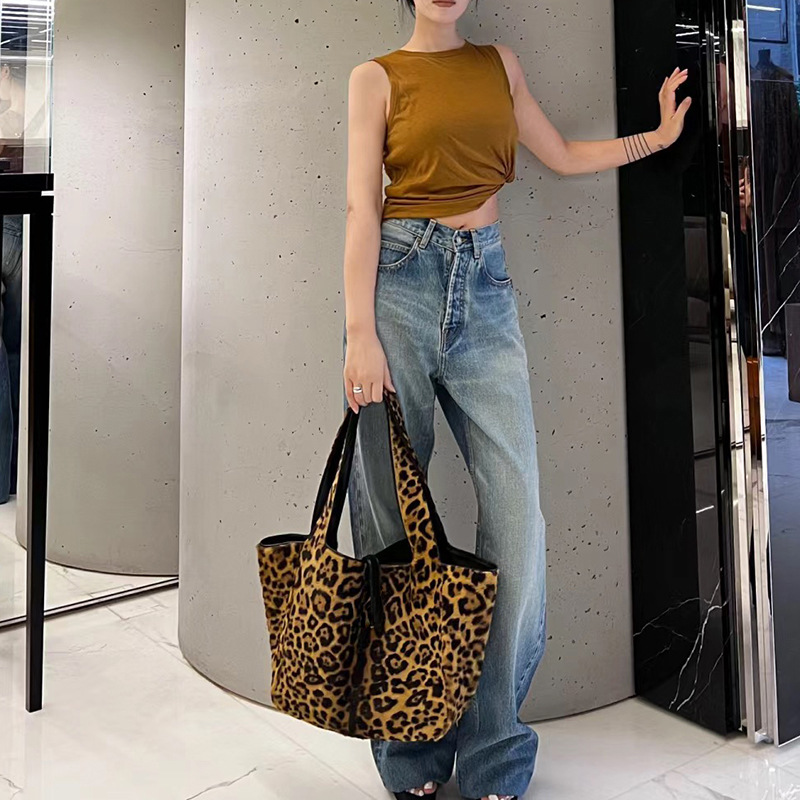 Borsa a mano casual e versatile con stampa leopardata dell'influencer di Instagram, borsa a tracolla da donna, nuovo modello 2024_voghion.com