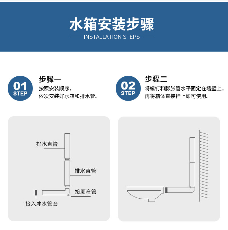 Household squat toilet flushing tank, thickened flushing tank with strong flushing force, wall-mounted large-capacity, nail-free model, universal manufacturer undefined