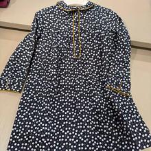 110-160女童黑色樱桃印花连衣裙儿童斜纹棉长袖长裙A字