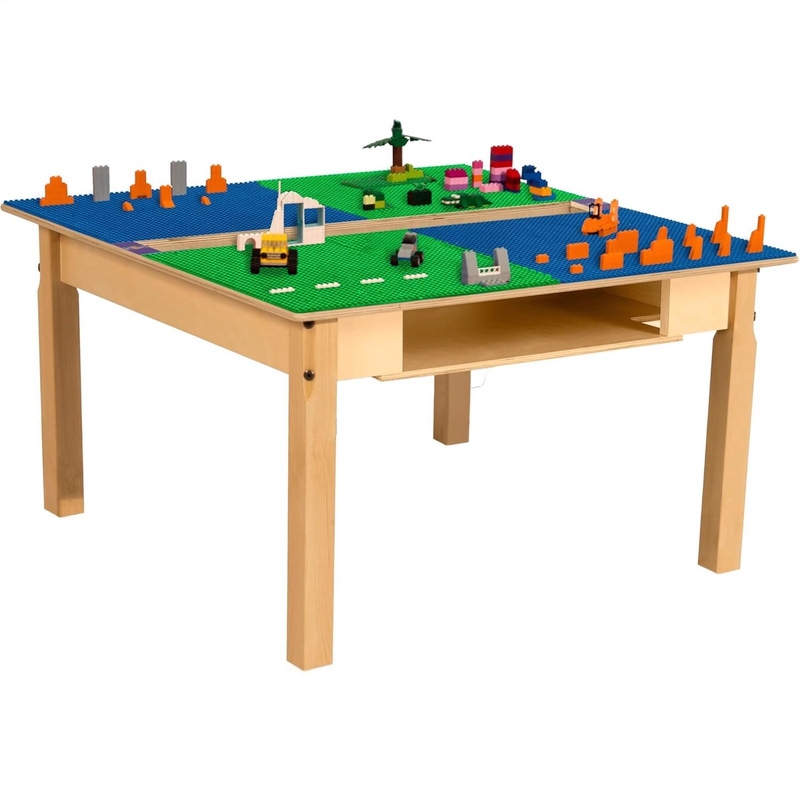 Solid Wood Children's Building Block Table, Multi-Functional Sand Table, Assembled Building Block Baby Toy Table, Large Game Table, Wooden Solid Wood Children's Building Block Table, Multi-Functional Sand Table, Assembled Building Block Baby Toy Table, Large Game Table, Wooden
