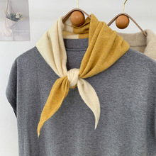 新款简约撞色系羊毛混纺三角巾女冬针织百搭韩系气质保暖围脖搭肩
