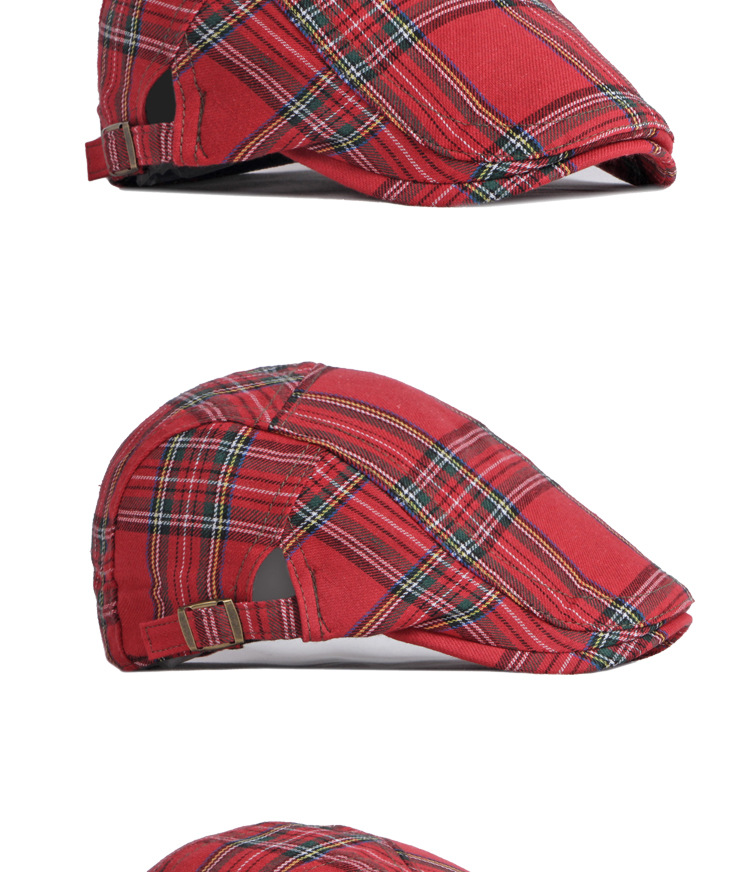 Unisex Thin breathable cap Men's vintage beret Women's bud Cap casual plaid forward hat_voghion.com