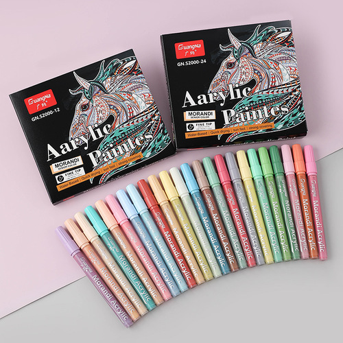 Cross-border popular Morandi color acrylic marker pen set 24 colors water-based 12 colors painting markers graffiti pens