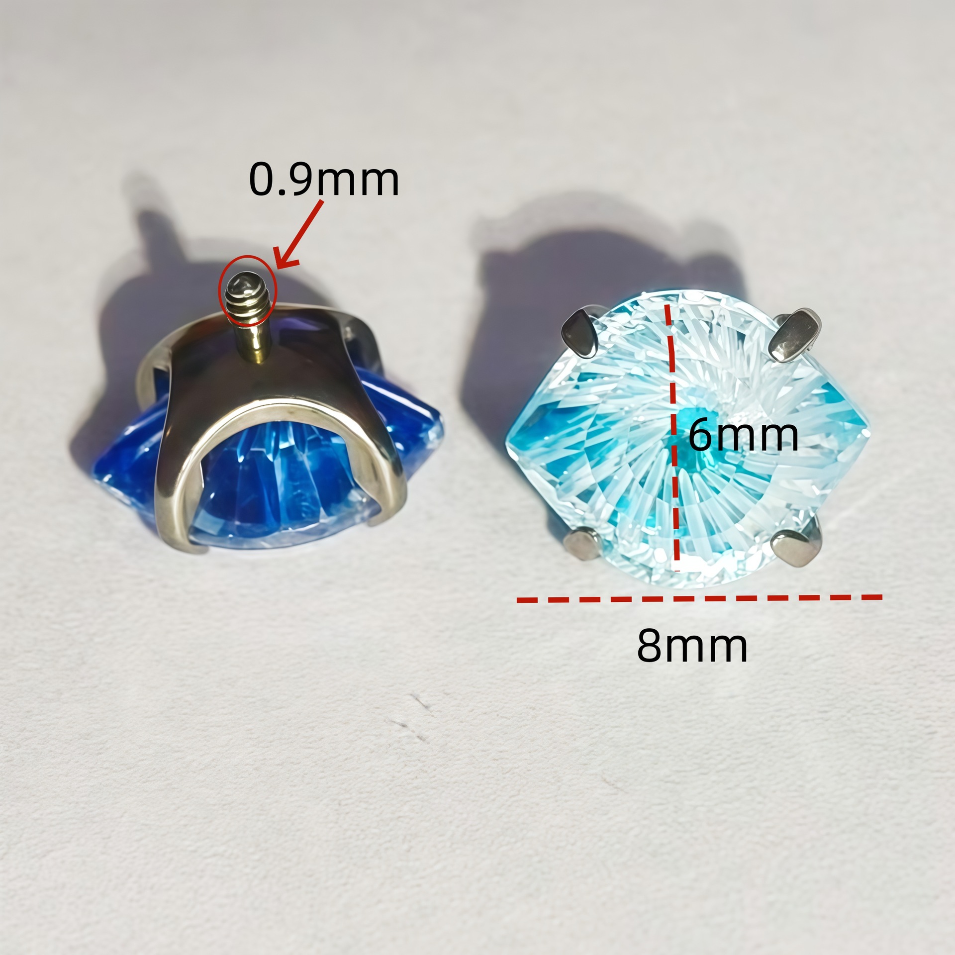 16G labret stud size and finish detail