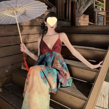 新中式国风女装花苞吊带连衣裙超好看感仙气长裙子春夏季