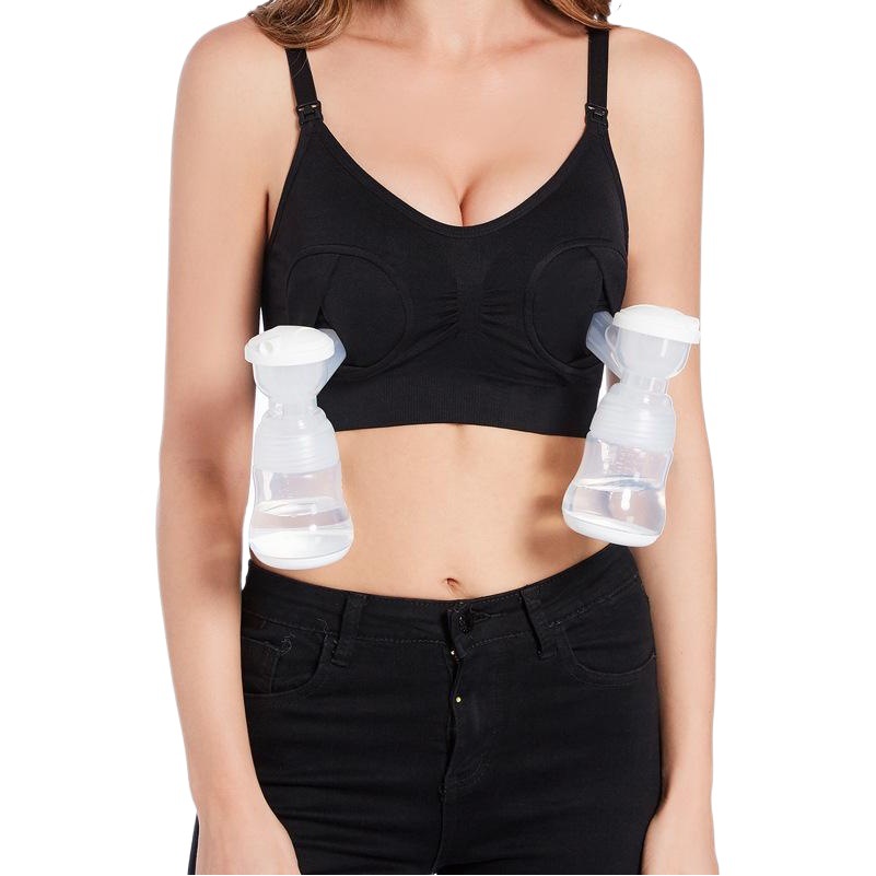 Sujetador de lactancia manos libres transfronterizo al por mayor para mujeres embarazadas con hebilla frontal, transpirable y anti-filtraciones para lactancia y uso posparto.