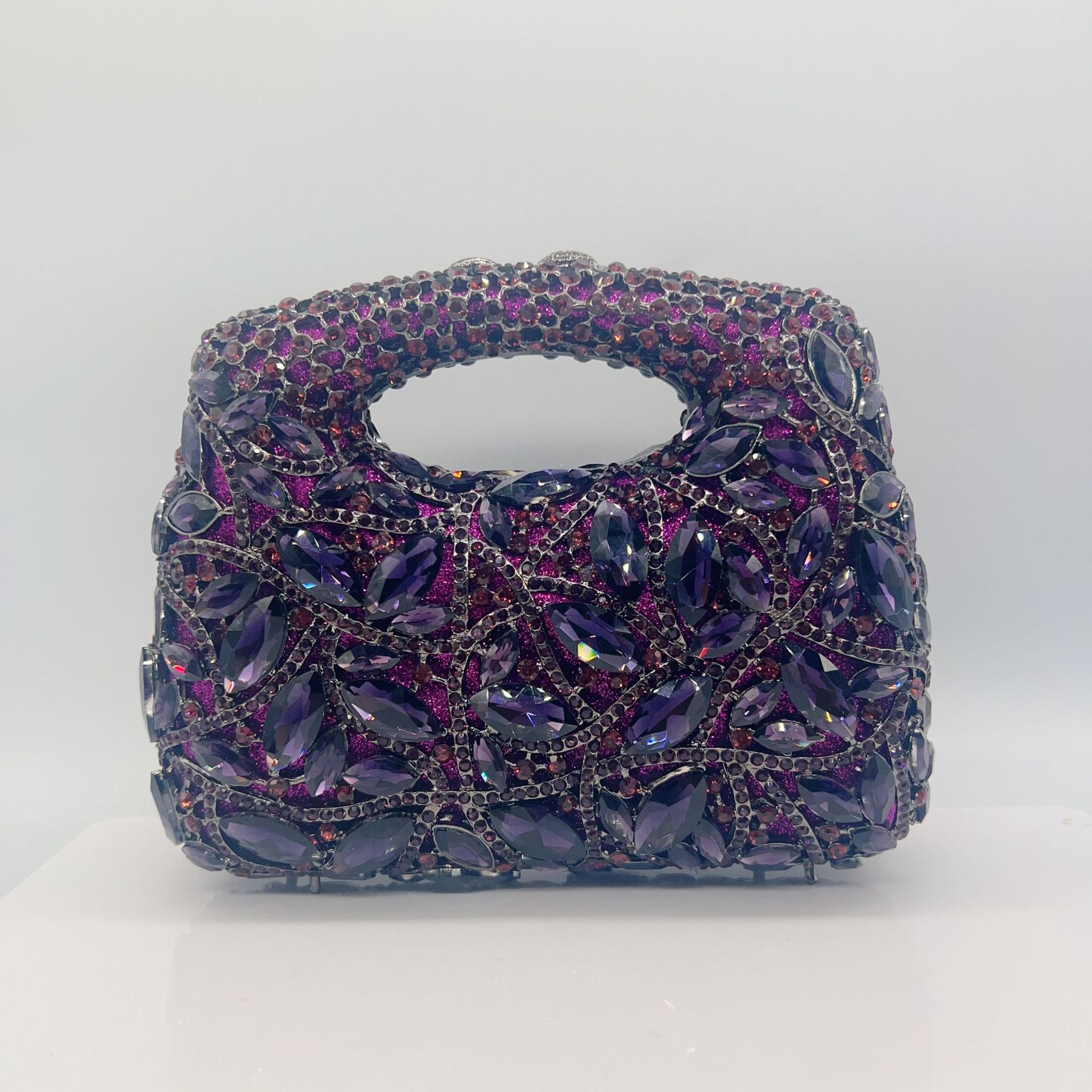 Clutch transfronterizo nuevo bolso de banquete de cristal hueco con diamantes, cadena de banquete de mano bolso de mujer