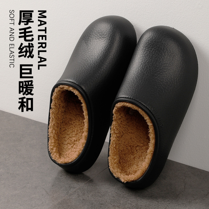 新款加绒防水棉拖鞋女秋冬季2025新款室内保暖EVA外穿毛毛勃肯鞋|undefined