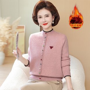 妈妈秋装喜婆婆洋气上衣针织衫中老年女冬季装新款本命年大码毛衣|undefined
