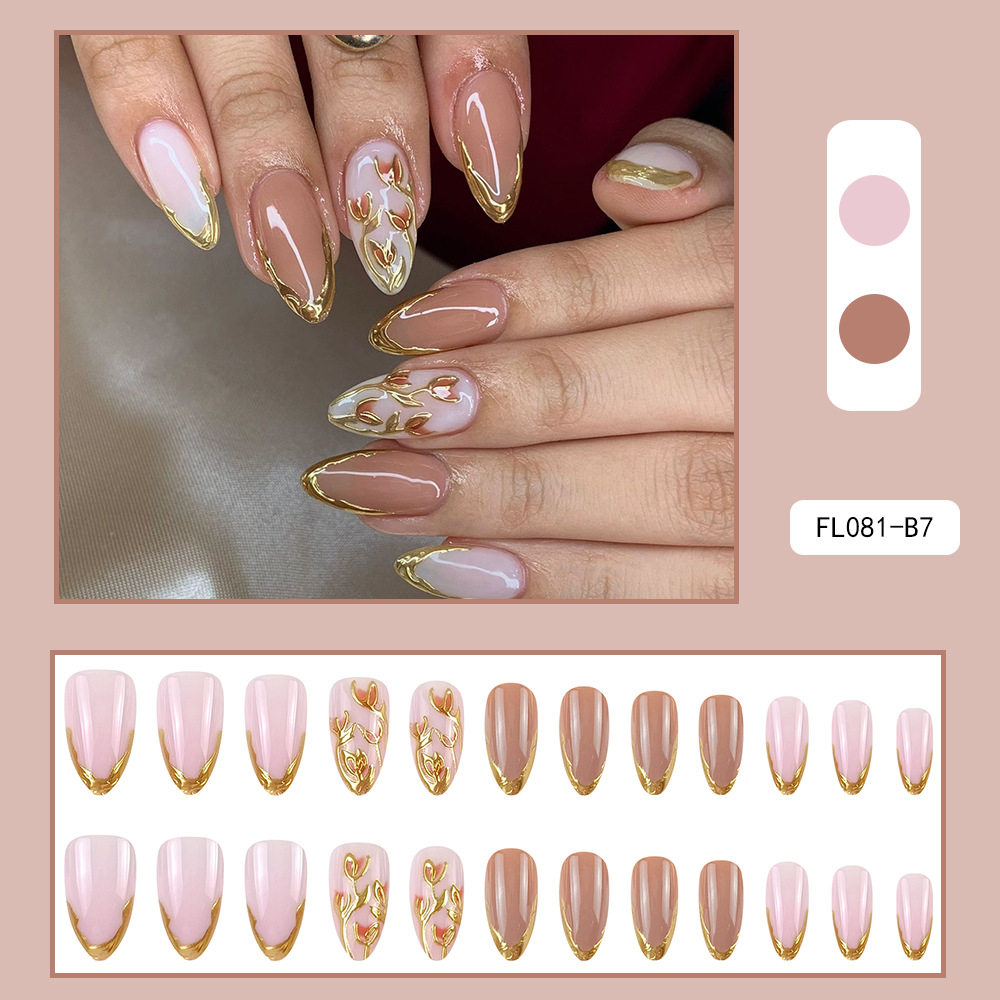 Uñas postizas 3D estéreo blanqueadoras, muy vendidas, piezas de arte de uñas portátiles transfronterizas, pegatinas de uñas sencillas con un toque de alta gama, venta al por mayor