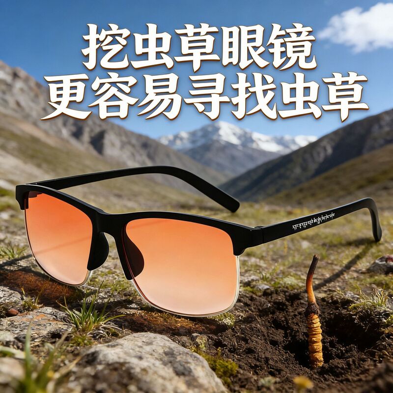 Xizang New Digging Cordyceps Sinensis Cordyceps Glasses Men's Sunglasses Sunshade Sunscreen UV Protection Wholesale Factory